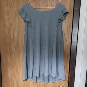 Gray Flutter Sleeve Tunic with Ruffled Details